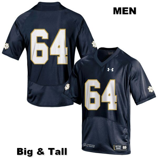 Men's NCAA Notre Dame Fighting Irish #64 Max Siegel Stitched College Under Armour Authentic Navy Big & Tall No Name Football Jersey IT10J22HL